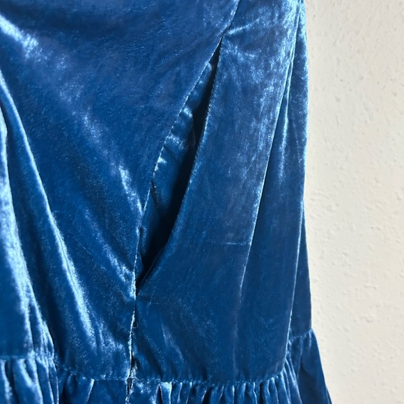 Anthropologie Somerset Blue Velvet Mini Dress Size M - Picture 13 of 16